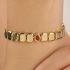 PX-0090 PULSEIRA BANHADA A OURO 18K COM ELOS GEOMÉTRICOS E DETALHES EM PEDRAS COLORIDAS