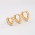 TAC-0021-TRIO DE ARGOLAS BANHADAS A OURO 18K EM FORMATO DE CORAÇÃO COM DESIGN LISO