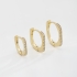 TAC-0144 TRIO DE ARGOLAS BANHADOS A OURO 18K COM FILEIRA DE ZIRCÔNIAS CRAVEJADAS