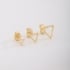 TBF-00017 TRIO DE BRINCOS BANHADOS A OURO 18K EM FORMATO DE TRIÂNGULO