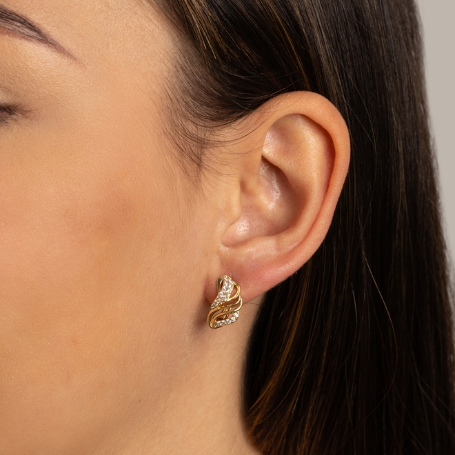 AC-0336 BRINCO BANHADO A OURO 18K COM DESIGN ORGÂNICO ENTRELAÇADO