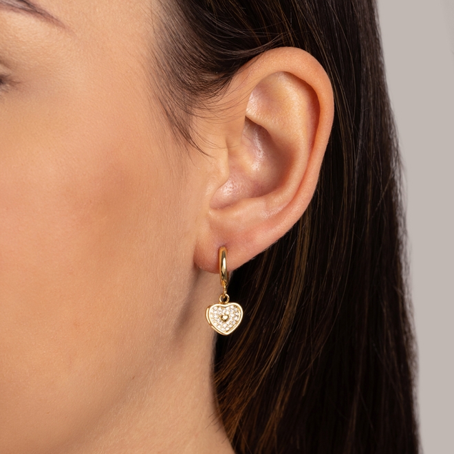 AC-0406  ARGOLA E PINGENTE DE CORAÇÃO EM ZIRCONIA