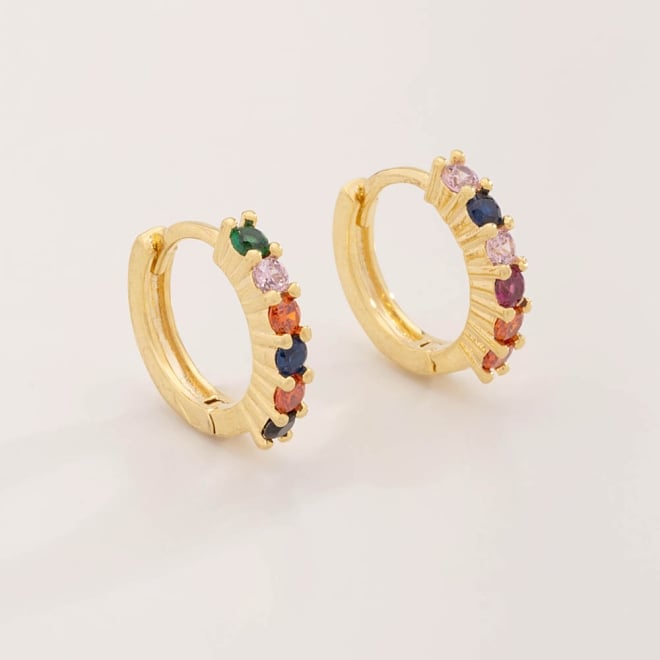 AC-0474 -BRINCO BANHADO A OURO 18K DE ARGOLA COM PEDRAS COLORIDAS