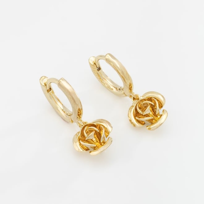 AC-0865 -BRINCO BANHADO A OURO 18K EM FORMATO DE ARGOLA COM PINGENTE DE ROSA