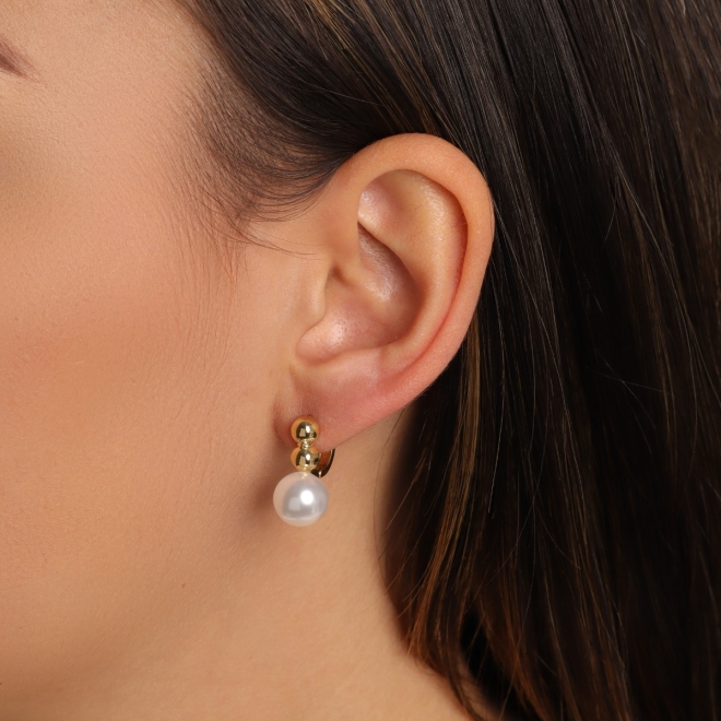 AC-0990 BRINCO BANHADO A OURO 18K COM ARGOLA E MINI ESFERAS LISAS