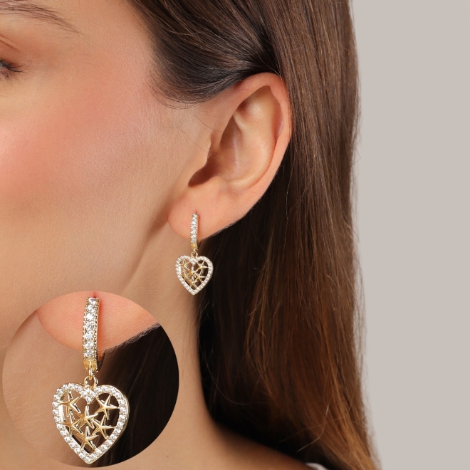 AC-1051 BRINCO BANHADO A OURO 18K COM ARGOLA CRAVEJADA EM ZIRCÔNIAS