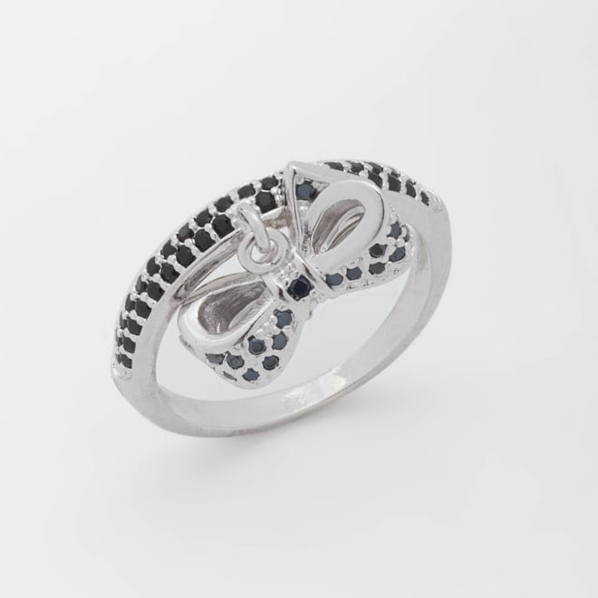 AD-00019 ANEL BANHADO A RÓDIO COM UM ENCANTADOR DESIGN DE LAÇO, CRAVEJADO COM ZIRCÔNIAS.
