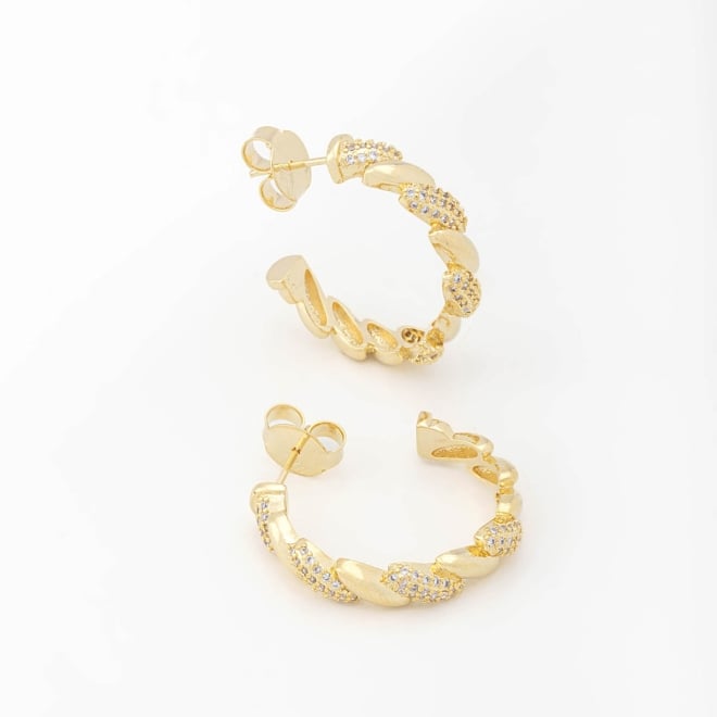 AGL-00218 ARGOLA COM DETALHES ENTRELAÇADO EM ZIRCÔNIAS 