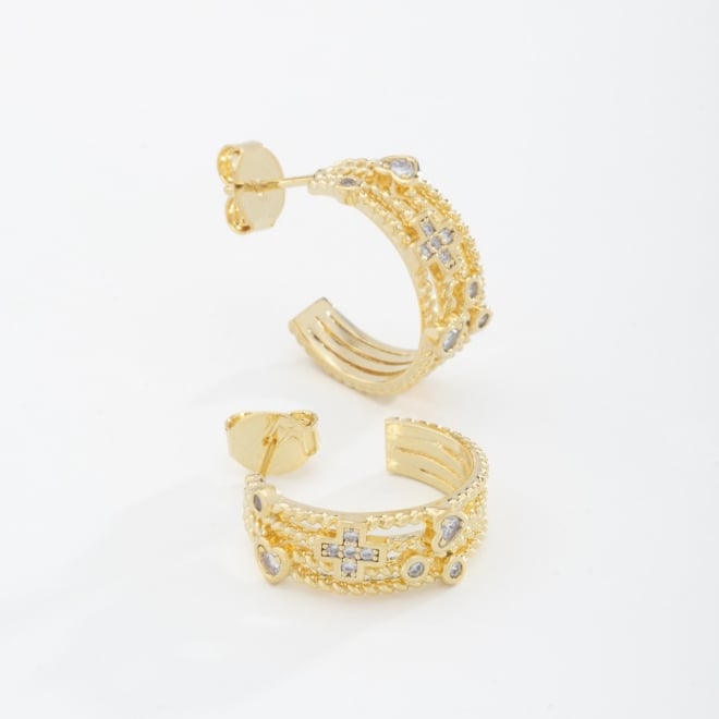 AGL-00229 ARGOLA COM DETALHES RELIGIOSOS EM ZIRCÔNIAS