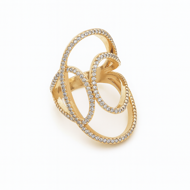 AN-00462 ANEL BANHADO A OURO 18K COM DESIGN ORGÂNICO