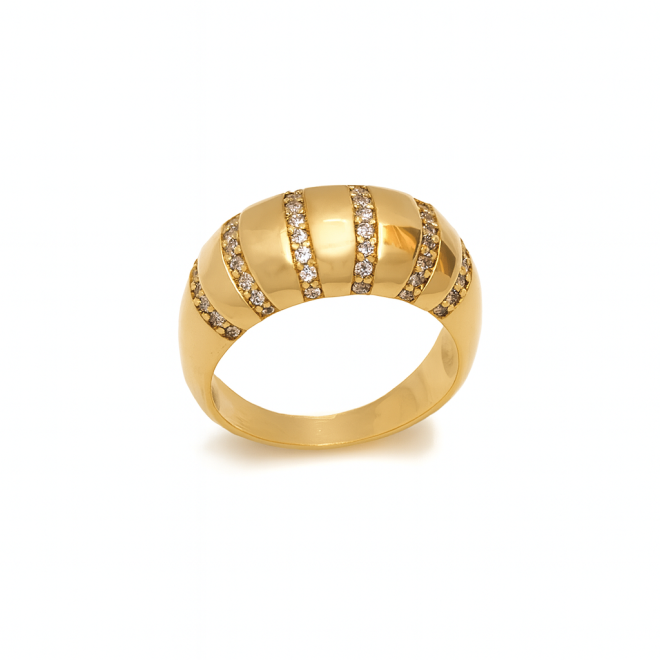 AN-00623 ANEL BANHADO A OURO 18K COM DESIGN ABAULADO E ACABAMENTO POLIDO