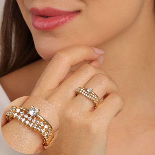 AN-00703 ANEL BANHADO A OURO 18K COM DESIGN SOFISTICADO