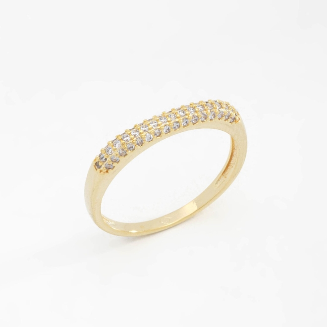 AN-01343 ANEL BANHADO A OURO 18K COM DETALHES EM ZIRCÔNIAS