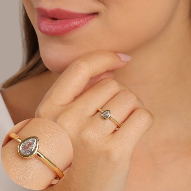 AN-01680 ANEL COM PEDRA EM FORMATO DE GOTA