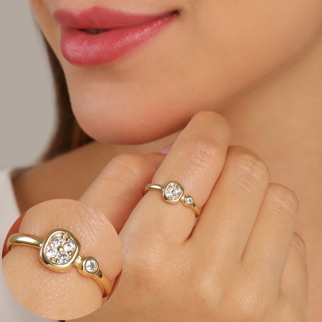 AN-01882 ANEL BANHADO A OURO 18K COM DESIGN DELICADO E MODERNO