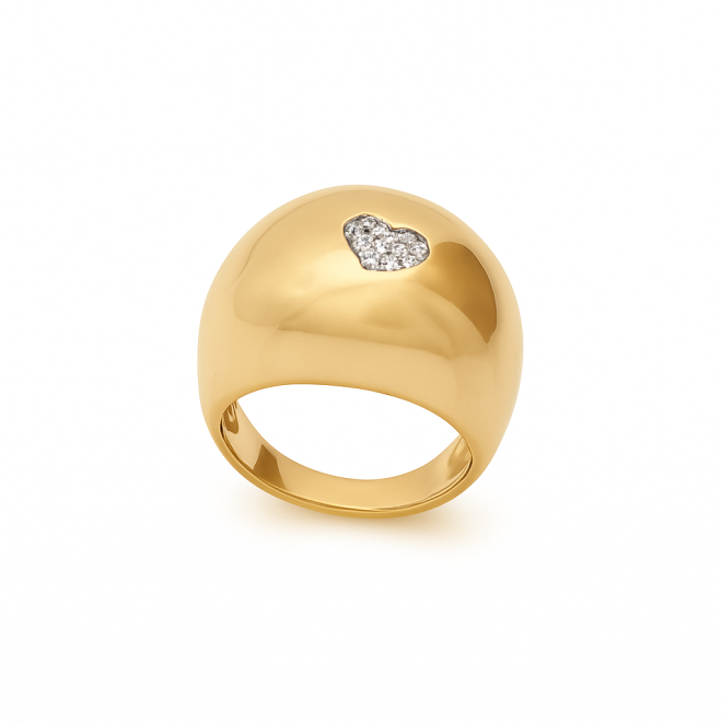 ANR-00265 ANEL BANHADO A OURO 18K COM DESIGN ABAULADO E ACABAMENTO POLIDO