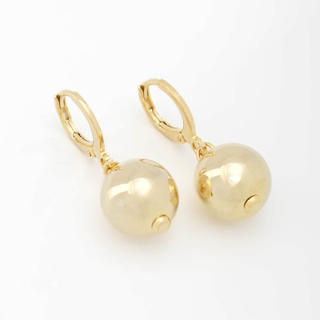 AQ-00012 BRINCO ARGOLA CLICK BANHADO A OURO 18K COM PINGENTE EM ESFERA LISA