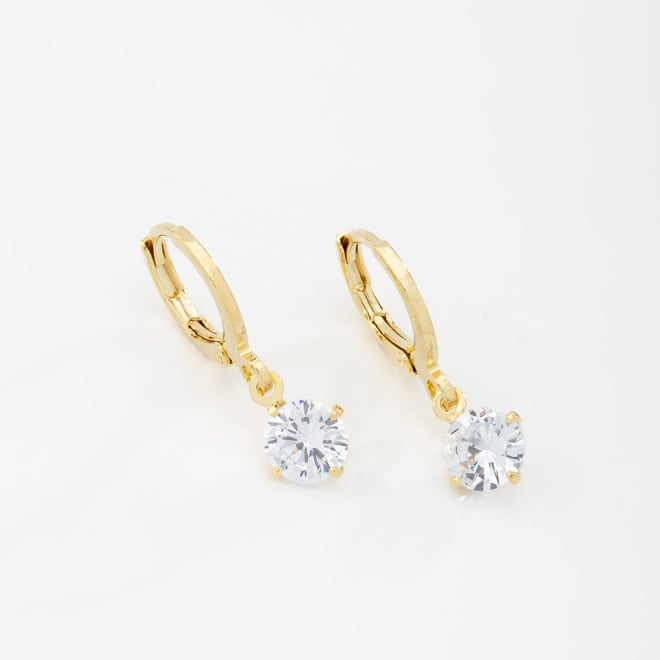 AQ-00020 BRINCO ARGOLA CLICK BANHADO A OURO 18K COM PINGENTE DE ZIRCÔNIA
