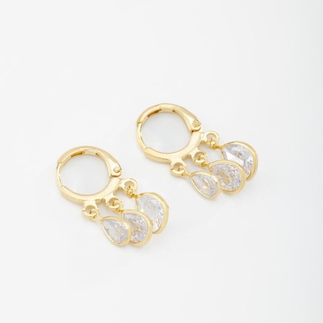 AQ-00070 ARGOLA COM PINGENTES DE ZIRCÔNIAS EM GOTAS