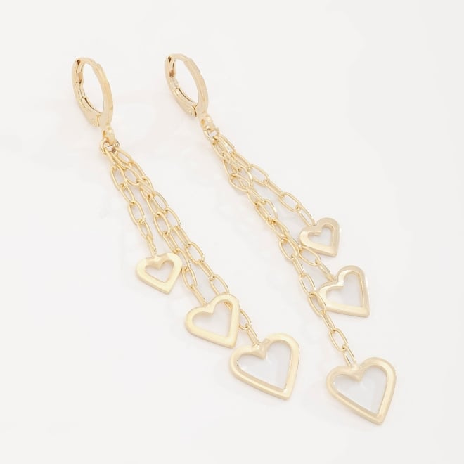 AQ-00072 BRINCO ARGOLA COM CORRENTES E CORAÇÕES VAZADOS