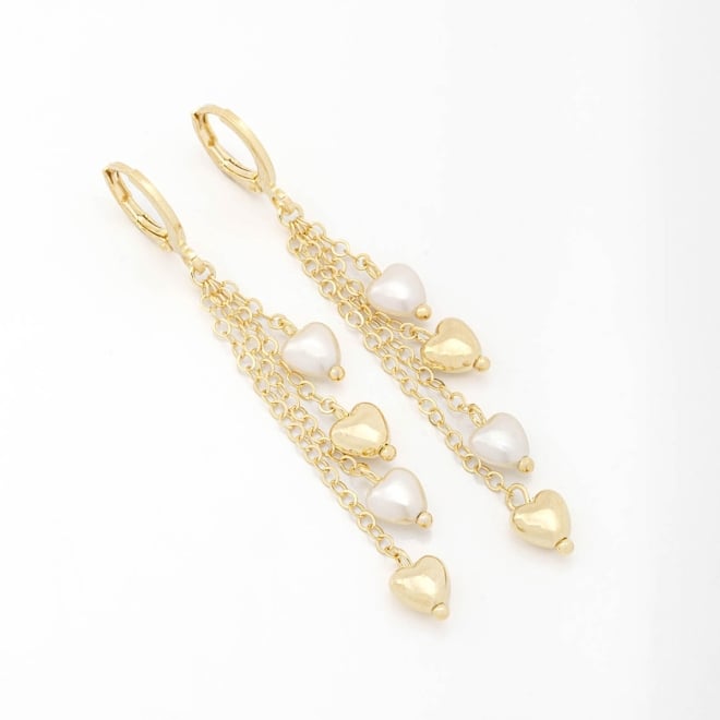 AQ-00218 BRINCO BANHADO A OURO 18K COM ARGOLA E CORRENTES PENDENTES