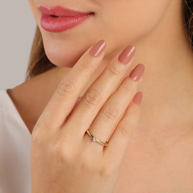 AS-0095 ANEL BANHADO A OURO 18K COM SOLITÁRIO EM ZIRCÔNIA CORAÇÃO