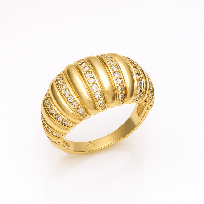 AX-00123 ANEL BANHADO A OURO 18K COM DESIGN EM FAIXA LARGA