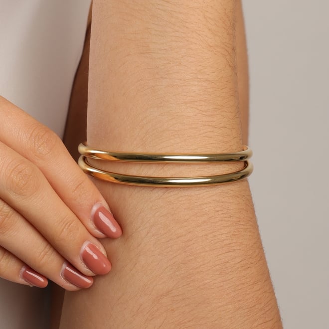 BL-00015 BRACELETE BANHADO A OURO 18K COM DESIGN DE ARO DUPLO LISO