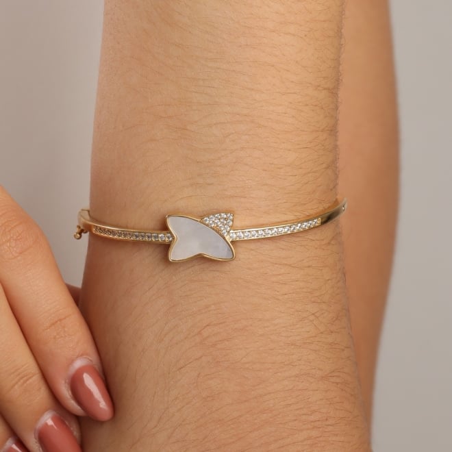 BL-00036 BRACELETE BANHADO A OURO 18K COM DETALHE CENTRAL EM MADREPÉROLA E CRAVEJADO
