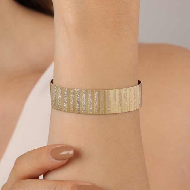 BL-00094 BRACELETE BANHADO A OURO 18K COM DESIGN TEXTURIZADO