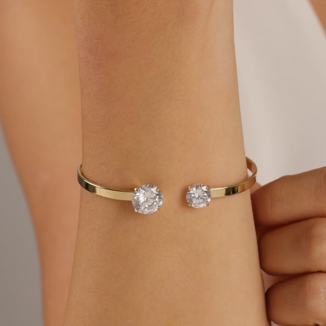 BL-00120-BRACELETE ABERTO COM ZIRCÔNIAS REDONDAS