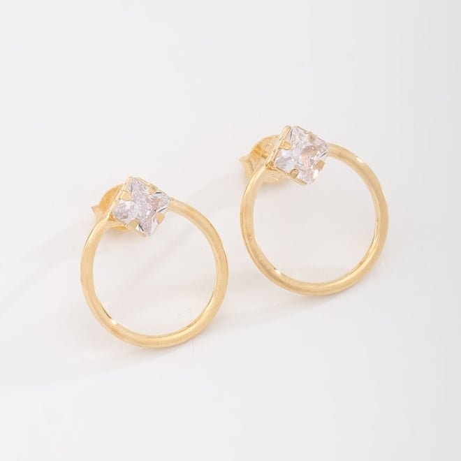 BR-00021 BRINCO CÍRCULO VAZADO COM ZIRCONIA EM LOSANGO