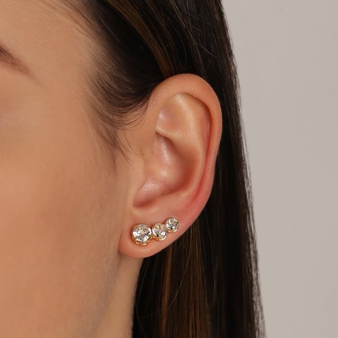 BR-00037 BRINCO EM MODELO EAR CUFF COM TRÊS ZIRCÔNIAS LAPIDADAS