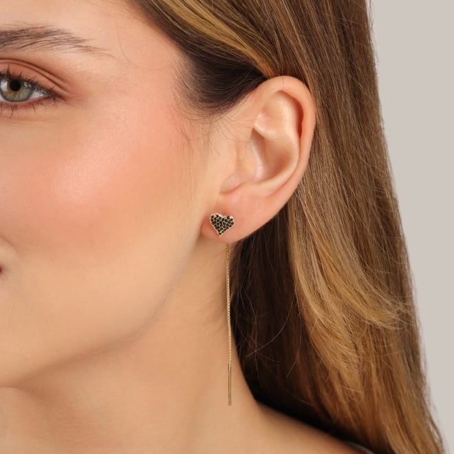 BR-00098 BRINCO BANHADO A OURO 18K DOIS EM UM, COM CORAÇÃO CRAVEJADO EM ZIRCÔNIAS