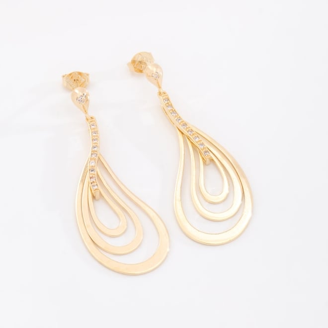 BR-00133 BRINCO BANHADO A OURO 18K COM DESIGN EM FORMATO DE GOTA