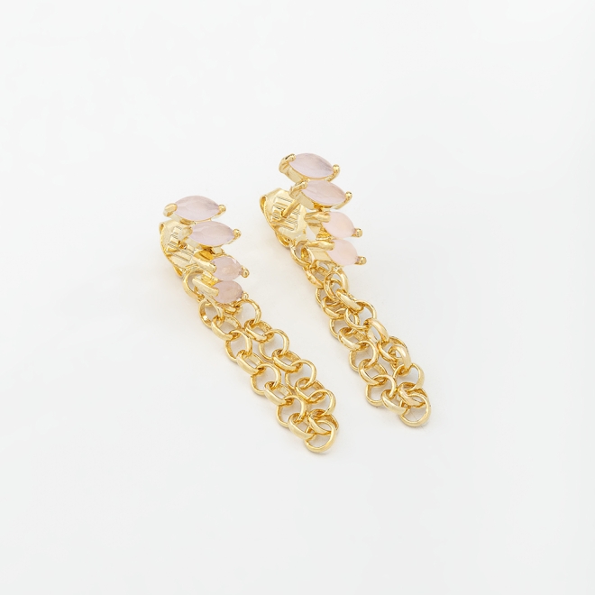 BR-00170 BRINCO BANHADO A OURO 18K COM PEDRAS NAVETE EM CORRENTES