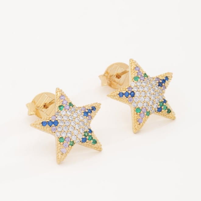 BR-00249 BRINCO DE ESTRELA COM ZIRCÔNIAS COLORIDAS
