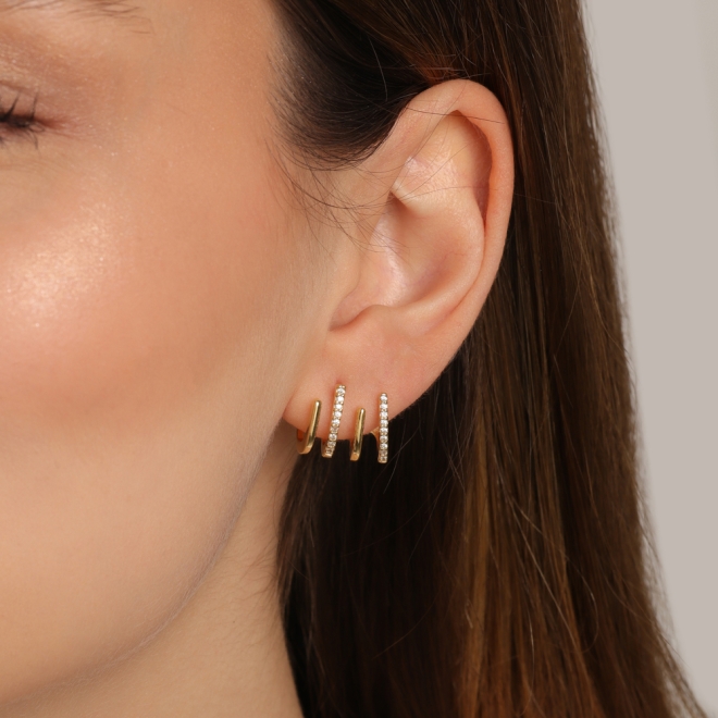 BR-00315 BRINCO BANHADO A OURO 18K EAR HOOK COM DESIGN MINIMALISTA