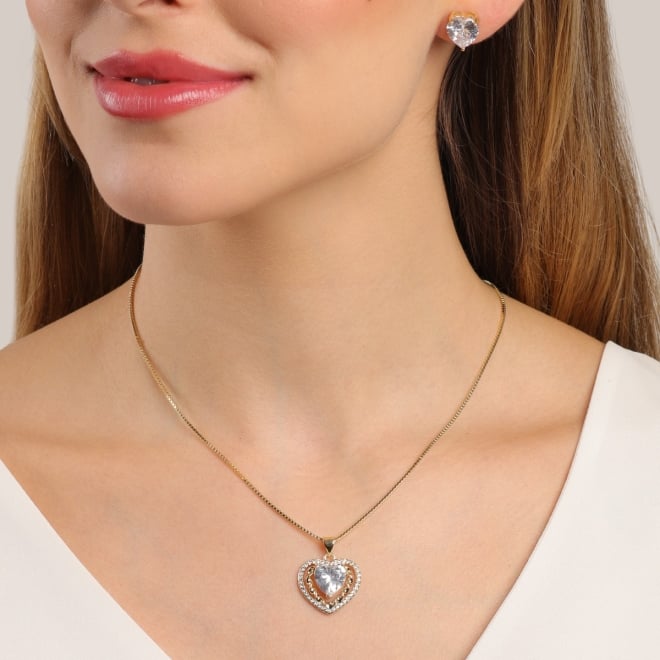 BR-00381 BRINCO BANHADO A OURO 18K COM ZIRCÔNIA DE CORAÇÃO