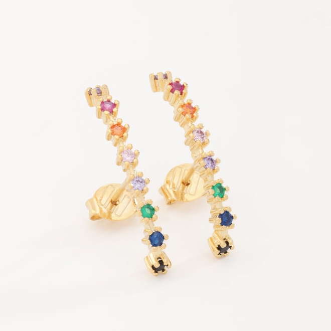 BR-00618 BRINCO EAR HOOK COM FILEIRA DE ZIRC&Ocirc;NIAS