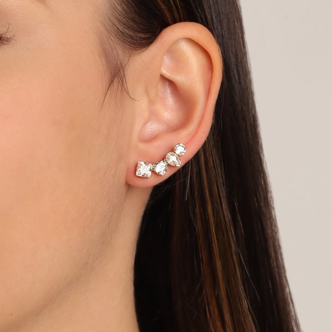 BR-00802 BRINCO EAR CUFF CORAÇÃO E FORMAS GEOMÉTRICAS