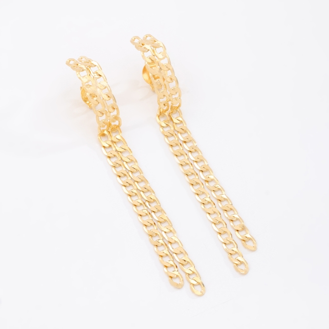 BR-01015 BRINCO BANHADO A OURO 18K COM DESIGN EM CORRENTE ELO GRUMET