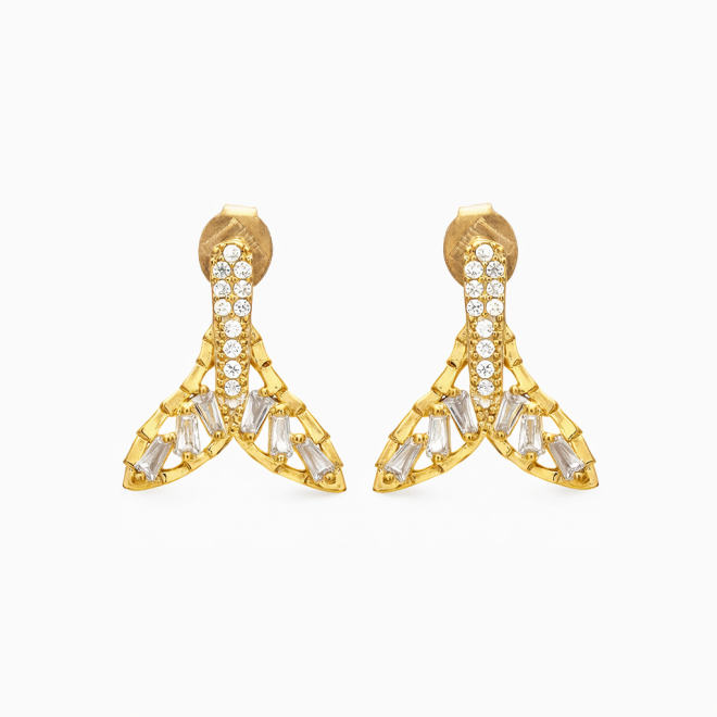 BR-01218 BRINCO BANHADO A OURO 18K CAUDA DE SEREIA EM ZIRCÔNIAS