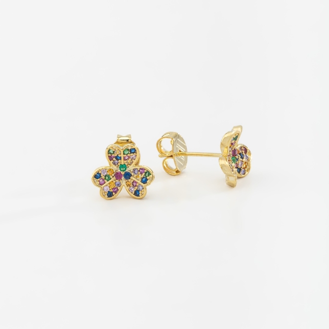 BR-01226 BRINCO FLOR MICRO ZIRCÔNIAS COLORIDA 