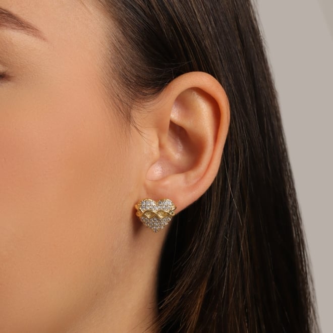 BR-01302 BRINCO BANHADO A OURO 18K DE CORAÇÃO  CRAVEJADOS