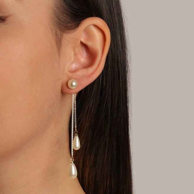 BR-01641 BRINCO LONGO COM PÉROLAS E CORRENTE VENEZIANA