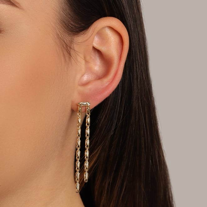 BR-01822 BRINCO BANHADO A OURO 18K COM DESIGN EM CORRENTES