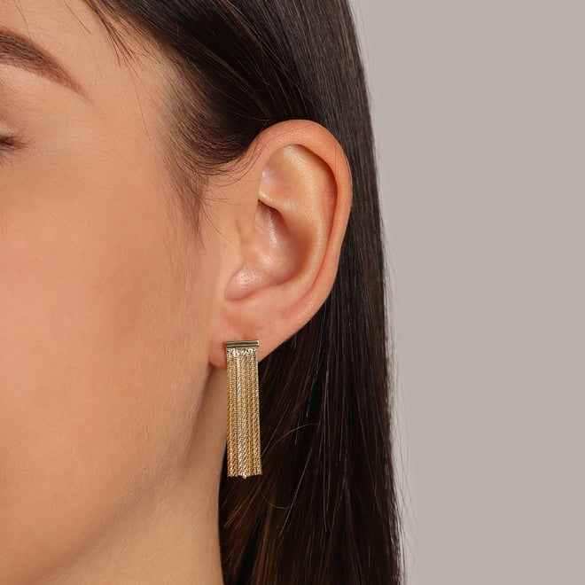 BR-01883 BRINCO BANHADO A OURO 18K COM DESIGN EM FRANJAS DE CORRENTES DELICADAS