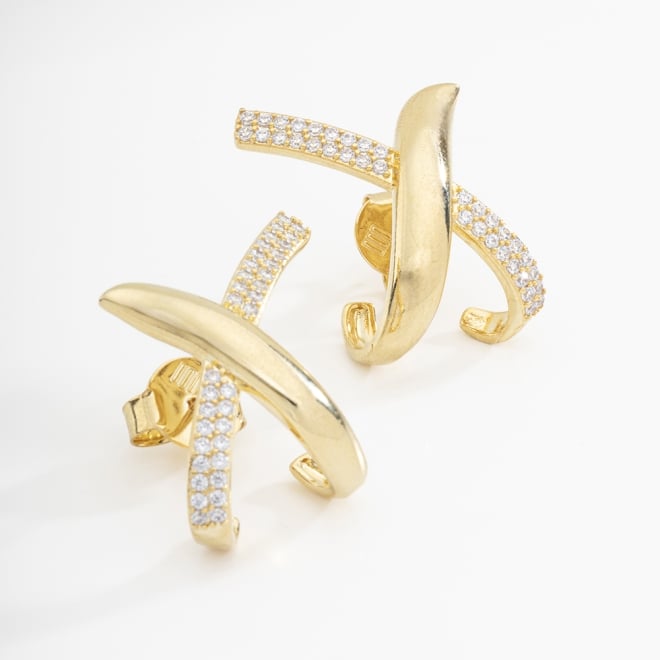BR-02098 BRINCO BANHADO A OURO 18K COM DESIGN CRUZADO