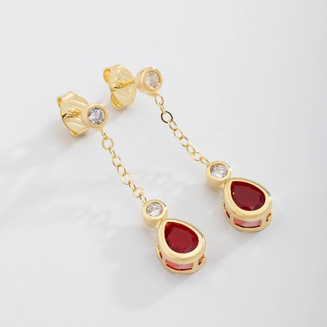 BR-02170 BRINCO BANHADO A OURO 18K COM ZIRCÔNIAS CRAVEJADAS E PEDRA EM FORMATO DE GOTA